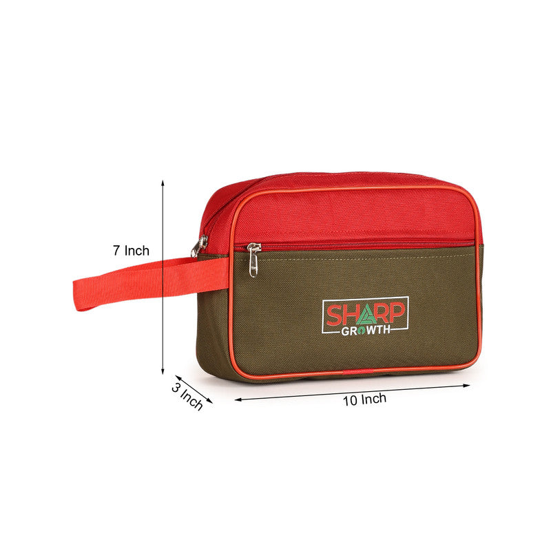 Sharp Growth Premium Travel Pouch – Multi-Function Organizer Bag for Men & Women, Compact Design for Toiletries, Cosmetics, and Accessories, 7x10x3 Inches