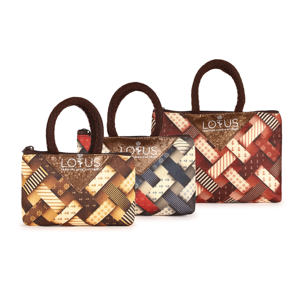 Lotus Jewelry Organizer Bag – Premium Fabric Jewelry Case with Handle, Stylish Design for Storing Gold & Precious Jewelry – Perfect for Travel & Storage Set of 3