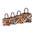 Bucchi Jewelry Designer Handbag | High-Quality Jute | 11x11 Inches | Zipper Closure | Stylish Woven Pattern | Comfortable Handle | Perfect for Everyday Use Set of 4