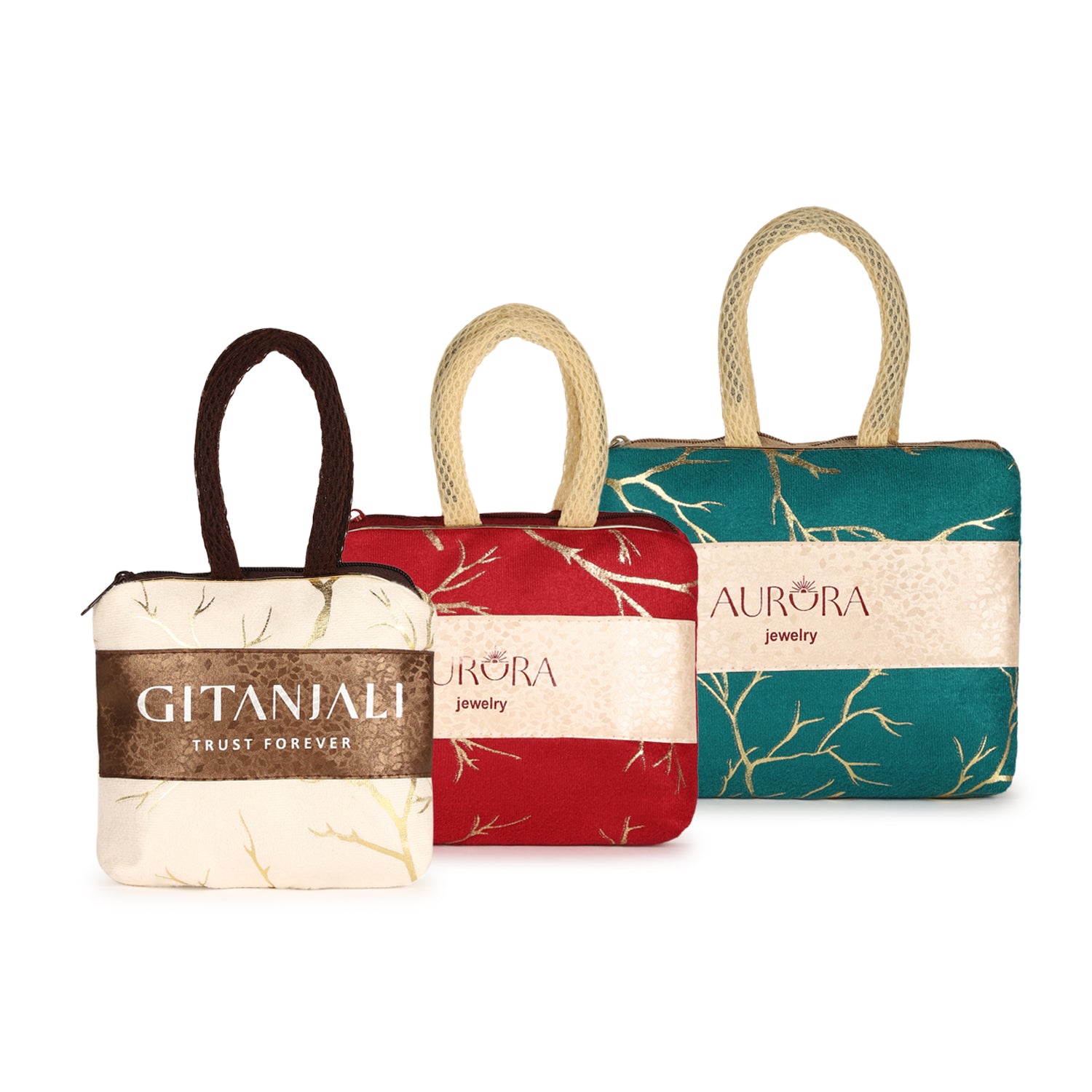 Aurora Jewelry Organizer Bag – Premium Fabric Jewelry Case with Handle, Stylish Design for Storing Jewelry, Rings, Necklaces, and More – Perfect for Travel and Storage Set of 3