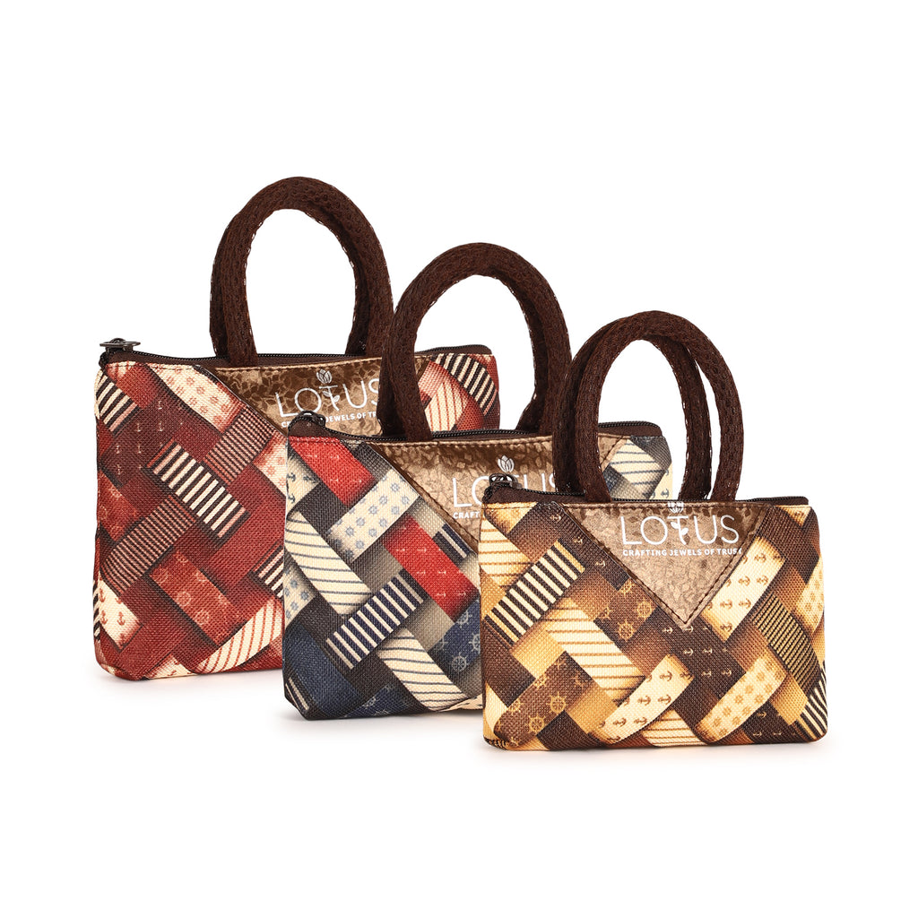 Lotus Jewelry Organizer Bag – Premium Fabric Jewelry Case with Handle, Stylish Design for Storing Gold & Precious Jewelry – Perfect for Travel & Storage Set of 3