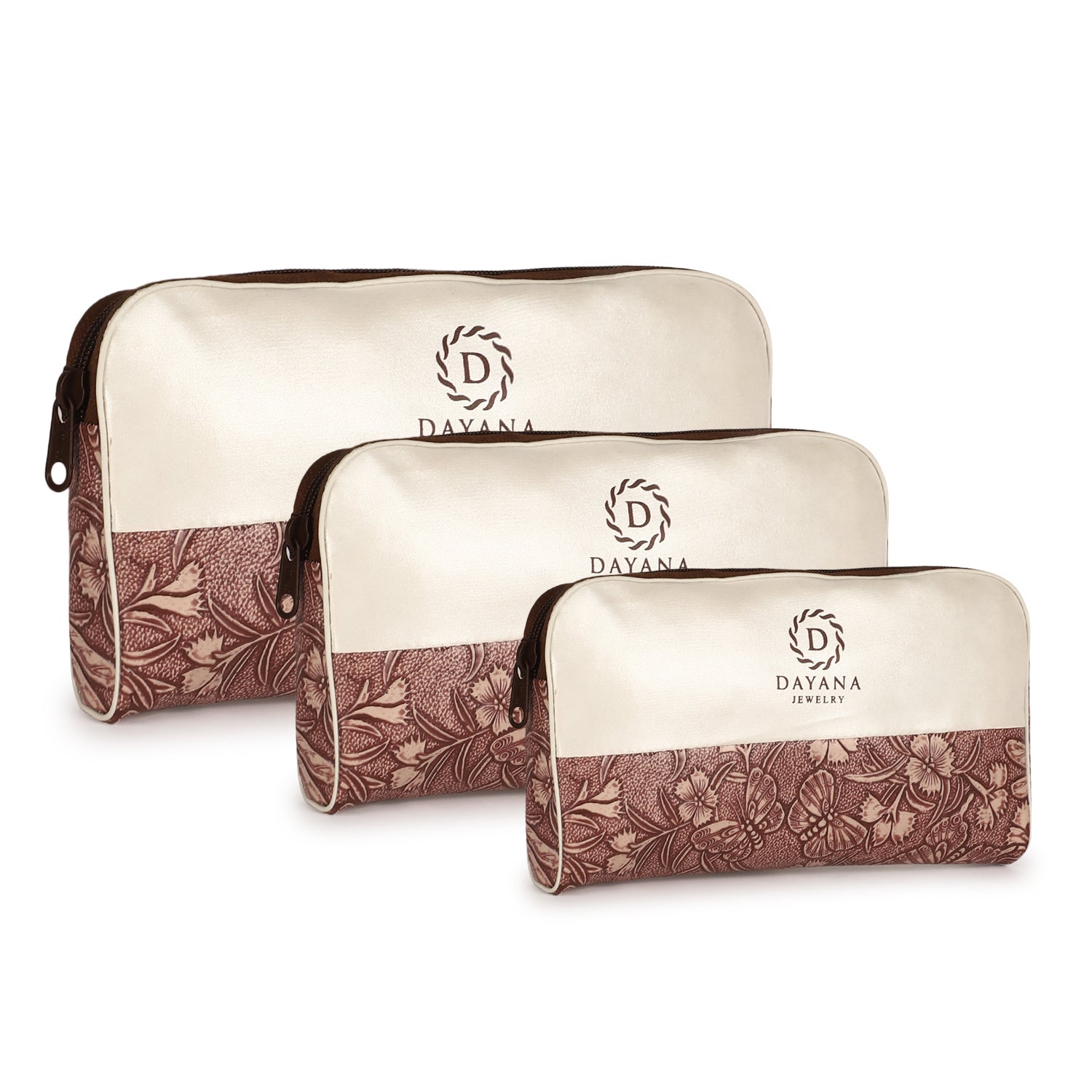 DAYANA Jewelry Organizer Bag –  Rexin Jewelry Case with Zipper, Elegant Design for Storing Jewelry, Rings, Necklaces, and More – Perfect for Travel & Storage Set of 3