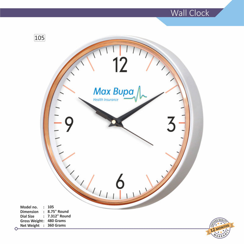Round Analog Wall Clock | Classic Frame | Large Easy-Read Numbers | Silent Quartz Movement | Home & Office Wall Décor