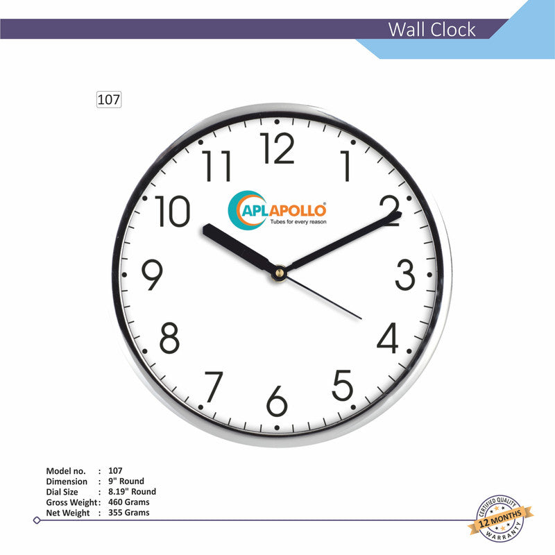 Round Analog Wall Clock | Classic Frame | Large Easy-Read Numbers | Silent Quartz Movement | Home & Office Wall Décor