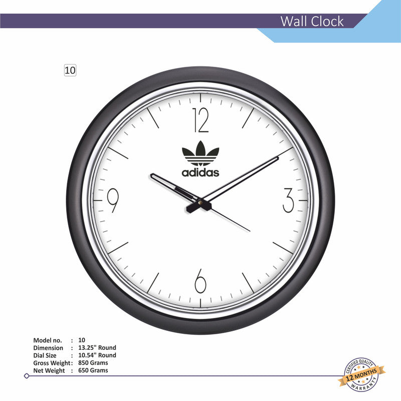 Round Analog Wall Clock | Classic Frame | Large Easy-Read Numbers | Silent Quartz Movement | Home & Office Wall Décor