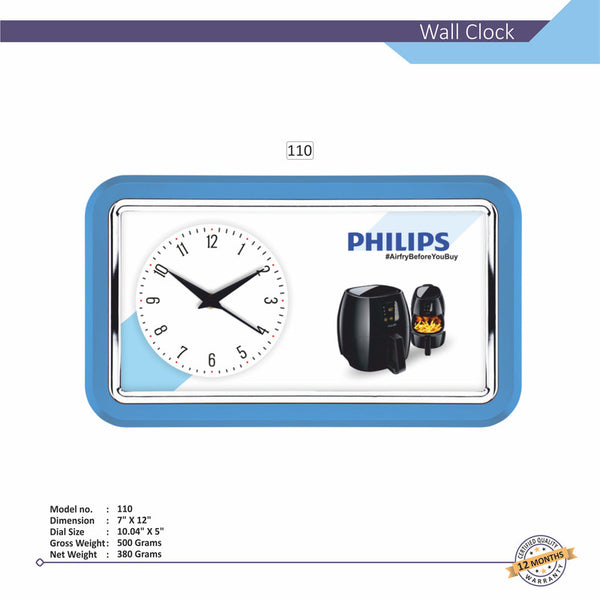 Rectangular Analog Wall Clock | Classic Frame | Large Easy-Read Numbers | Silent Quartz Movement | Home & Office Wall Décor