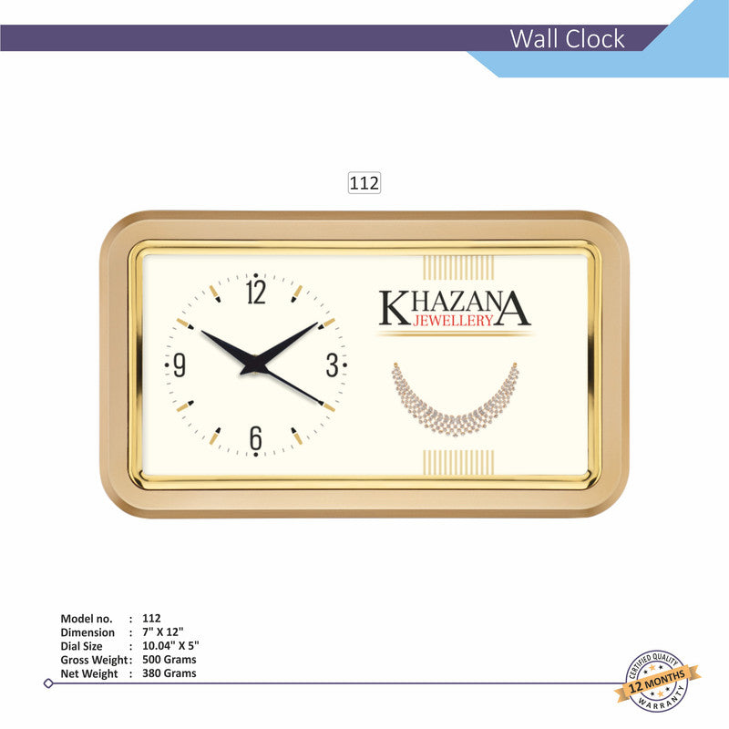 Rectangular Analog Wall Clock | Classic Frame | Large Easy-Read Numbers | Silent Quartz Movement | Home & Office Wall Décor
