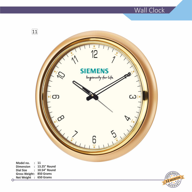 Round Analog Wall Clock | Classic Frame | Large Easy-Read Numbers | Silent Quartz Movement | Home & Office Wall Décor