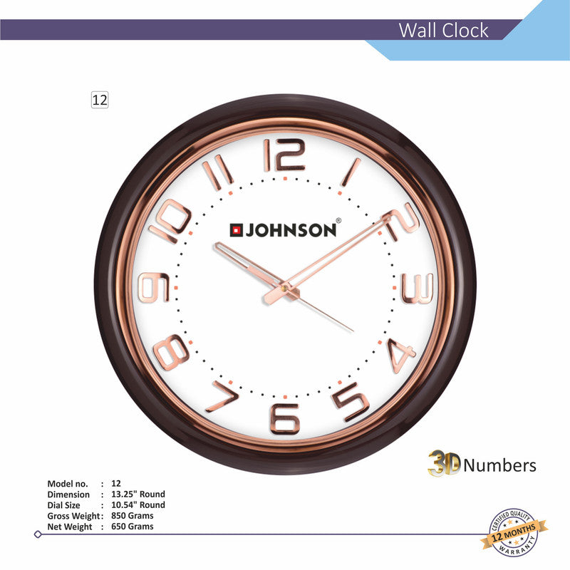 Round Analog Wall Clock | Classic Frame | Large Easy-Read Numbers | Silent Quartz Movement | Home & Office Wall Décor