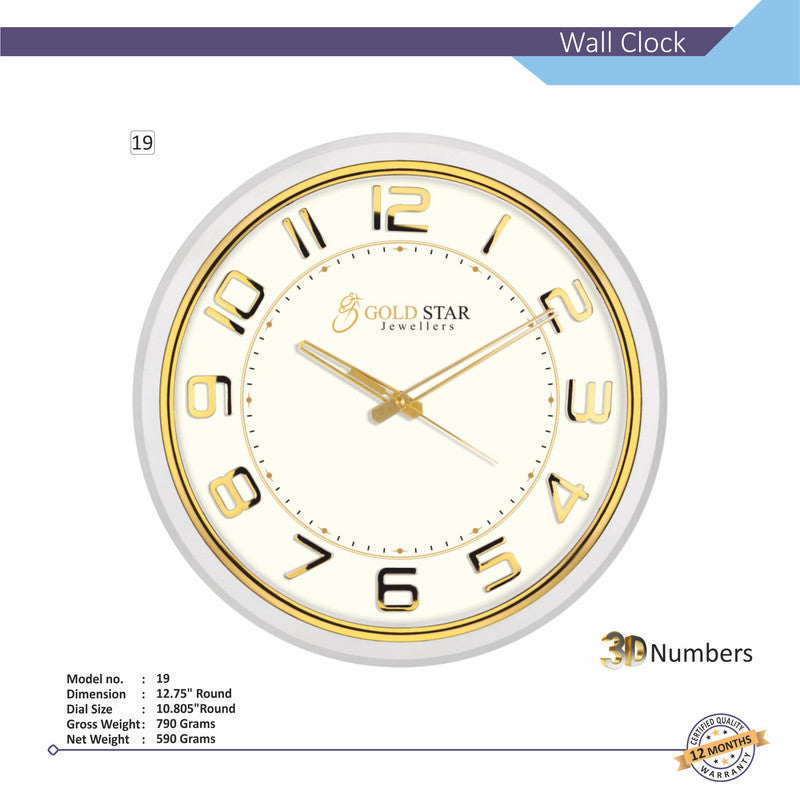 Round Analog Wall Clock | Classic Frame | Large Easy-Read Numbers | Silent Quartz Movement | Home & Office Wall Décor