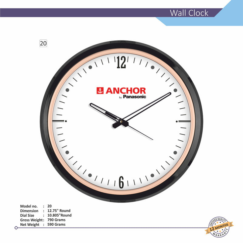 Round Analog Wall Clock | Classic Frame | Large Easy-Read Numbers | Silent Quartz Movement | Home & Office Wall Décor