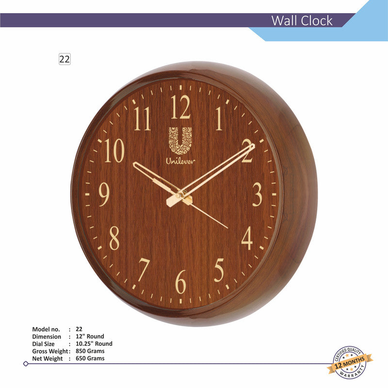 Round Analog Wall Clock | Classic Frame | Large Easy-Read Numbers | Silent Quartz Movement | Home & Office Wall Décor