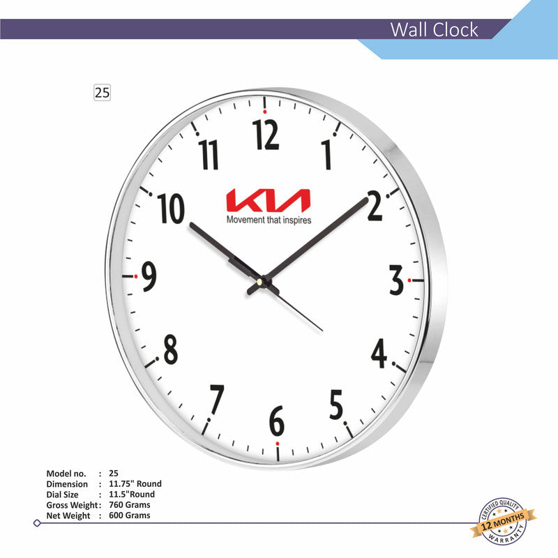 Round Analog Wall Clock | Classic Frame | Large Easy-Read Numbers | Silent Quartz Movement | Home & Office Wall Décor