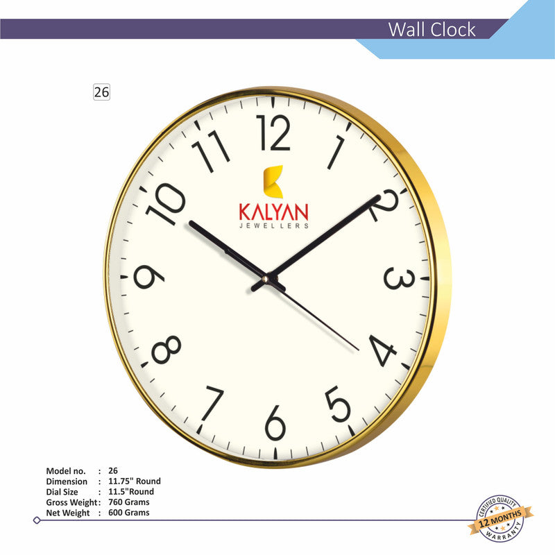 Round Analog Wall Clock | Classic Frame | Large Easy-Read Numbers | Silent Quartz Movement | Home & Office Wall Décor