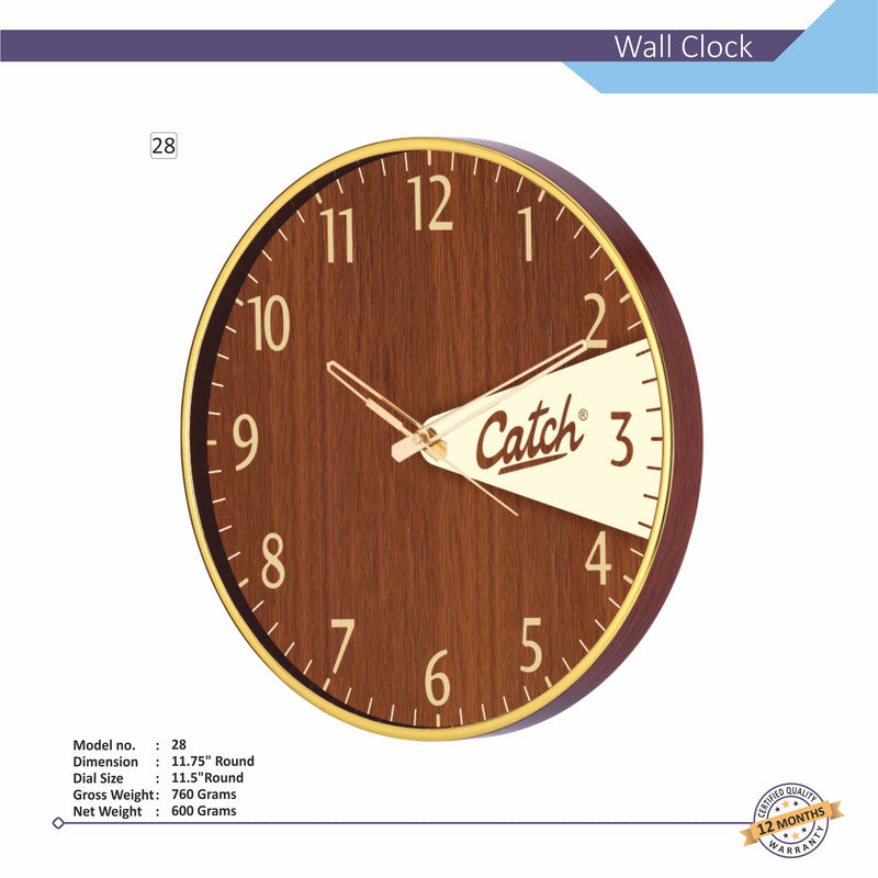 Round Analog Wall Clock | Classic Frame | Large Easy-Read Numbers | Silent Quartz Movement | Home & Office Wall Décor