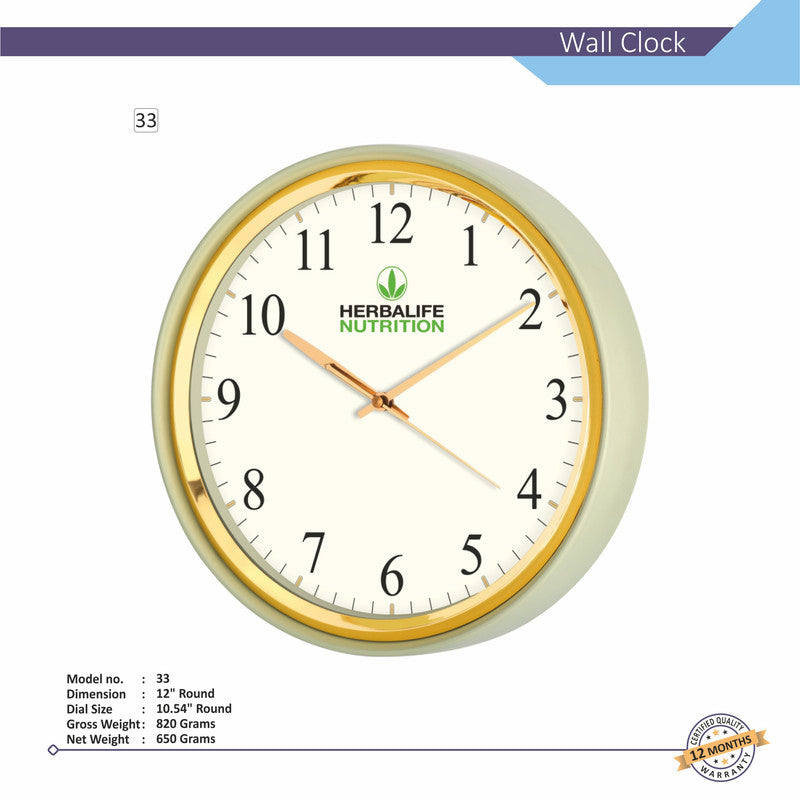 Round Analog Wall Clock | Classic Frame | Large Easy-Read Numbers | Silent Quartz Movement | Home & Office Wall Décor