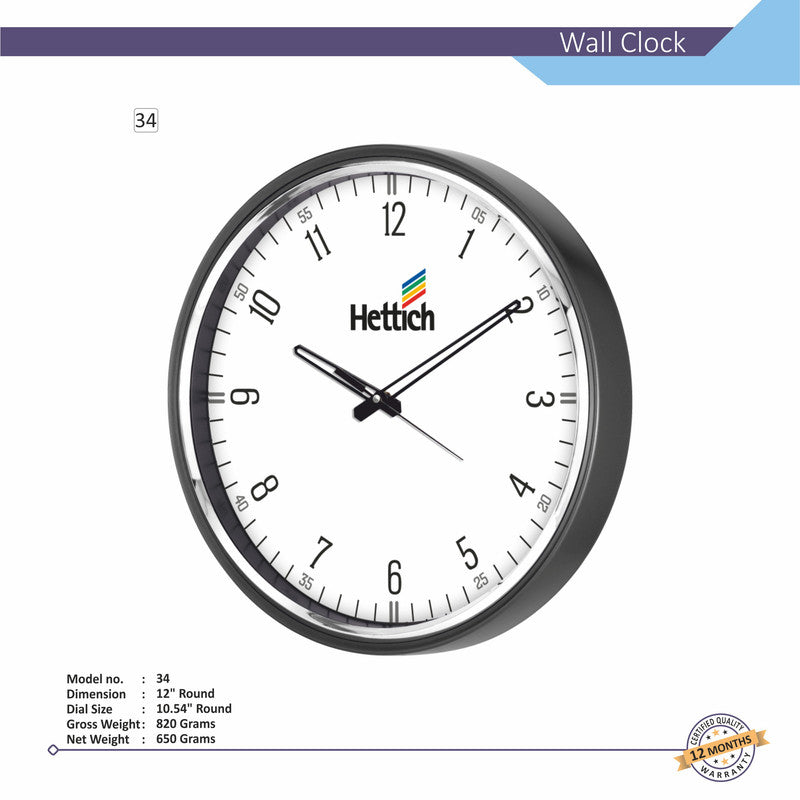 Round Analog Wall Clock | Classic Frame | Large Easy-Read Numbers | Silent Quartz Movement | Home & Office Wall Décor