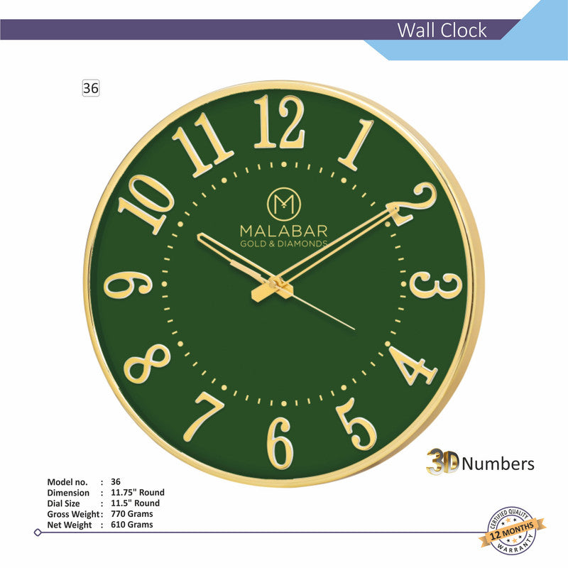 Round Analog Wall Clock | Classic Frame | Large Easy-Read Numbers | Silent Quartz Movement | Home & Office Wall Décor