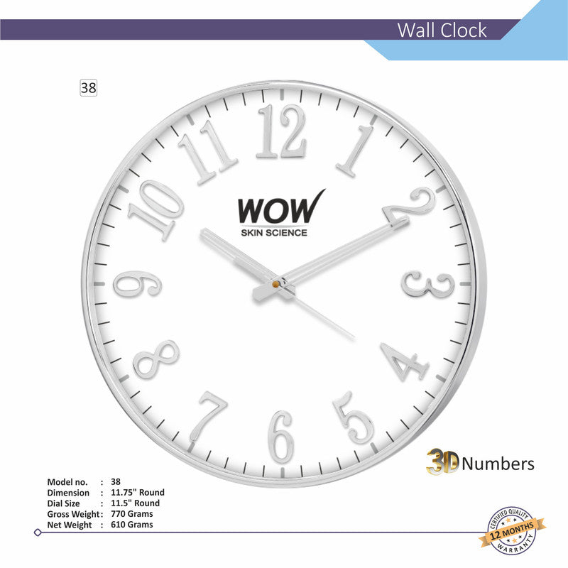 Round Analog Wall Clock | Classic Frame | Large Easy-Read Numbers | Silent Quartz Movement | Home & Office Wall Décor