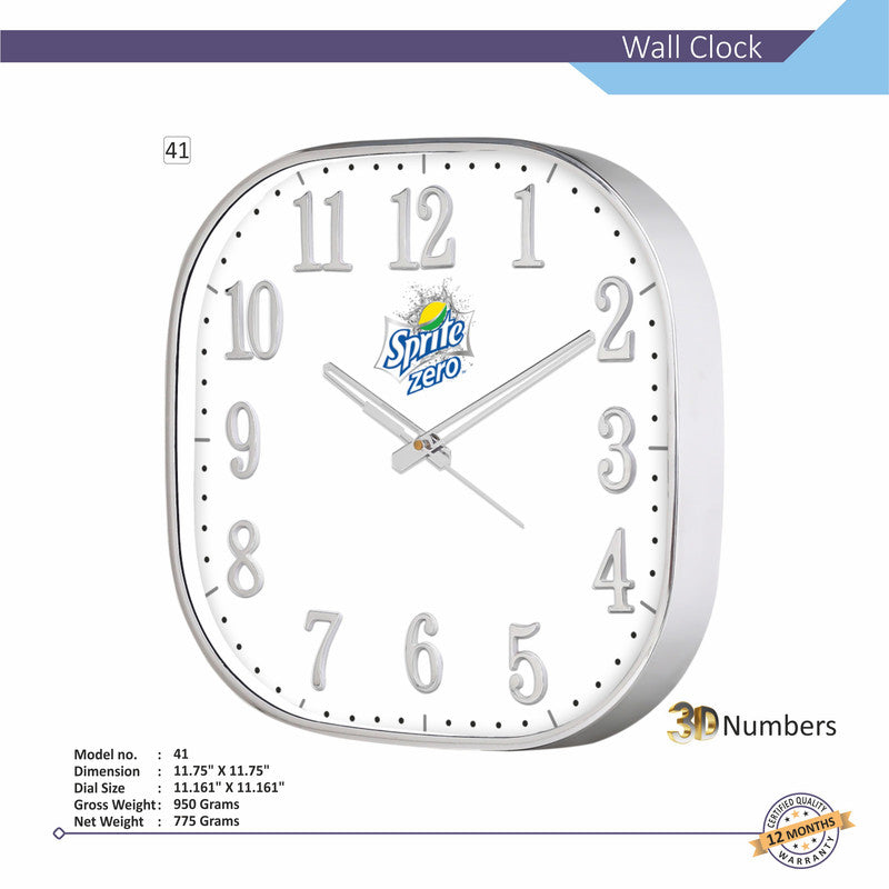 Square Analog Wall Clock | Classic Frame | Large Easy-Read Numbers | Silent Quartz Movement | Home & Office Wall Décor