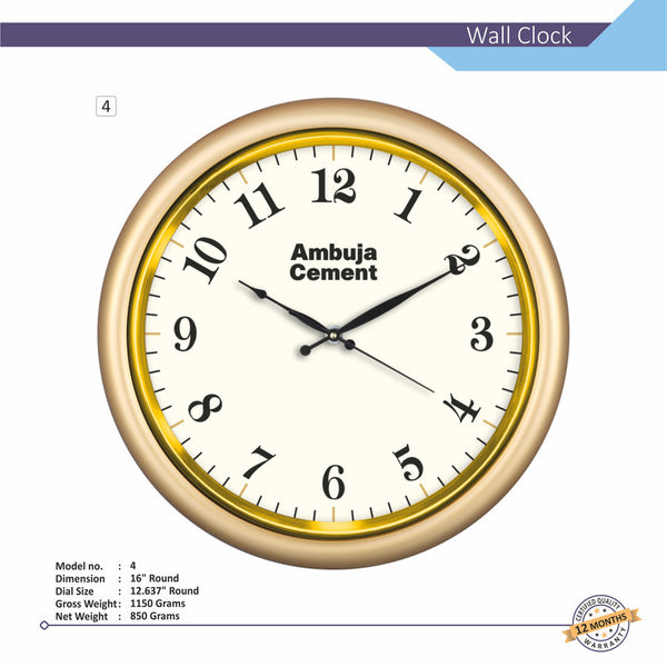 Round Analog Wall Clock | Classic Frame | Large Easy-Read Numbers | Silent Quartz Movement | Home & Office Wall Décor