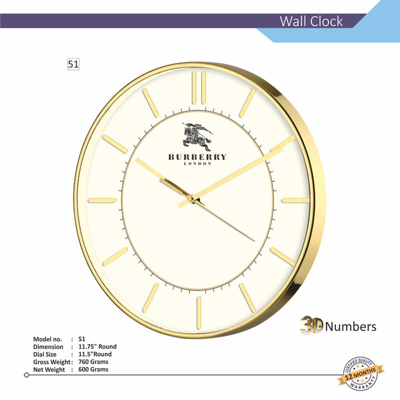 Round Analog Wall Clock | Classic Frame | Large Easy-Read Numbers | Silent Quartz Movement | Home & Office Wall Décor