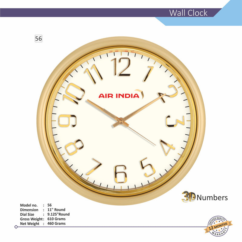 Round Analog Wall Clock | Classic Frame | Large Easy-Read Numbers | Silent Quartz Movement | Home & Office Wall Décor