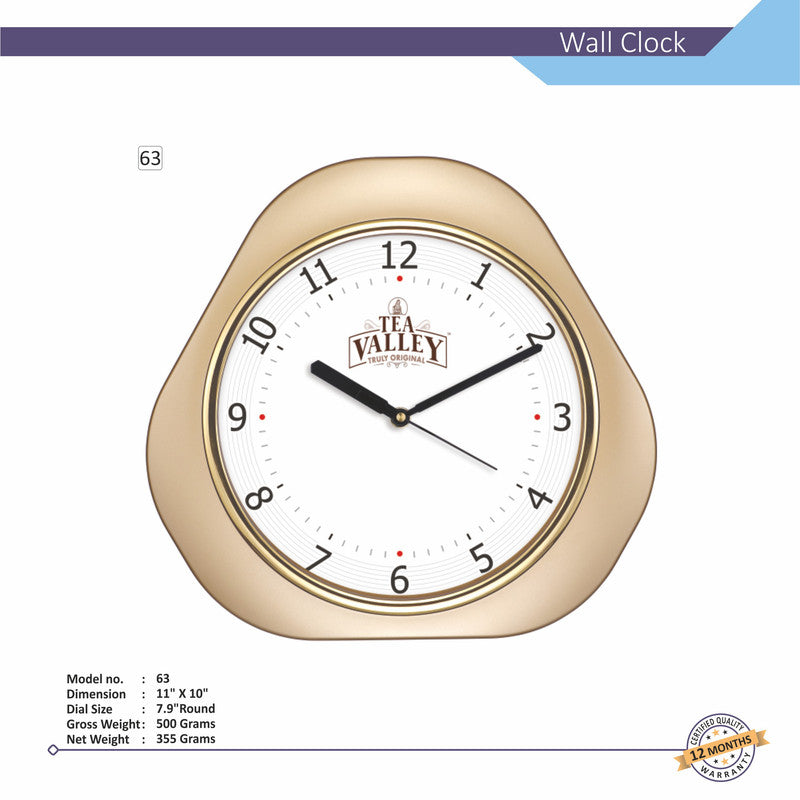 Triangular Analog Wall Clock | Classic Frame | Large Easy-Read Numbers | Silent Quartz Movement | Home & Office Wall Décor