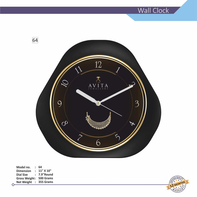 Triangular Analog Wall Clock | Classic Frame | Large Easy-Read Numbers | Silent Quartz Movement | Home & Office Wall Décor