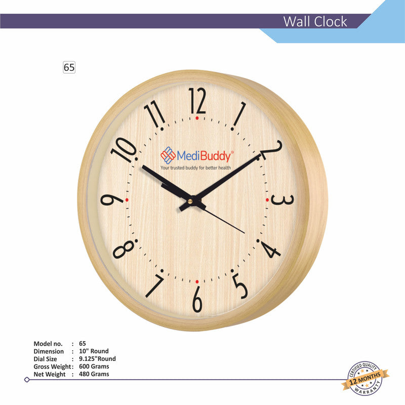 Round Analog Wall Clock | Classic Frame | Large Easy-Read Numbers | Silent Quartz Movement | Home & Office Wall Décor