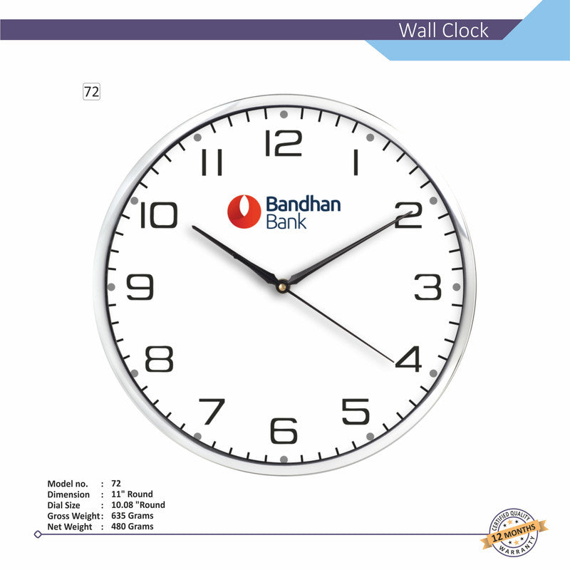 Round Analog Wall Clock | Classic Frame | Large Easy-Read Numbers | Silent Quartz Movement | Home & Office Wall Décor