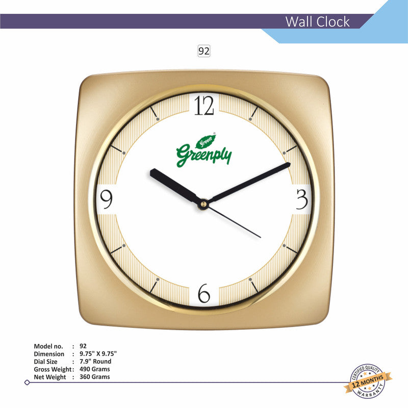 Square Analog Wall Clock | Classic Frame | Large Easy-Read Numbers | Silent Quartz Movement | Home & Office Wall Décor