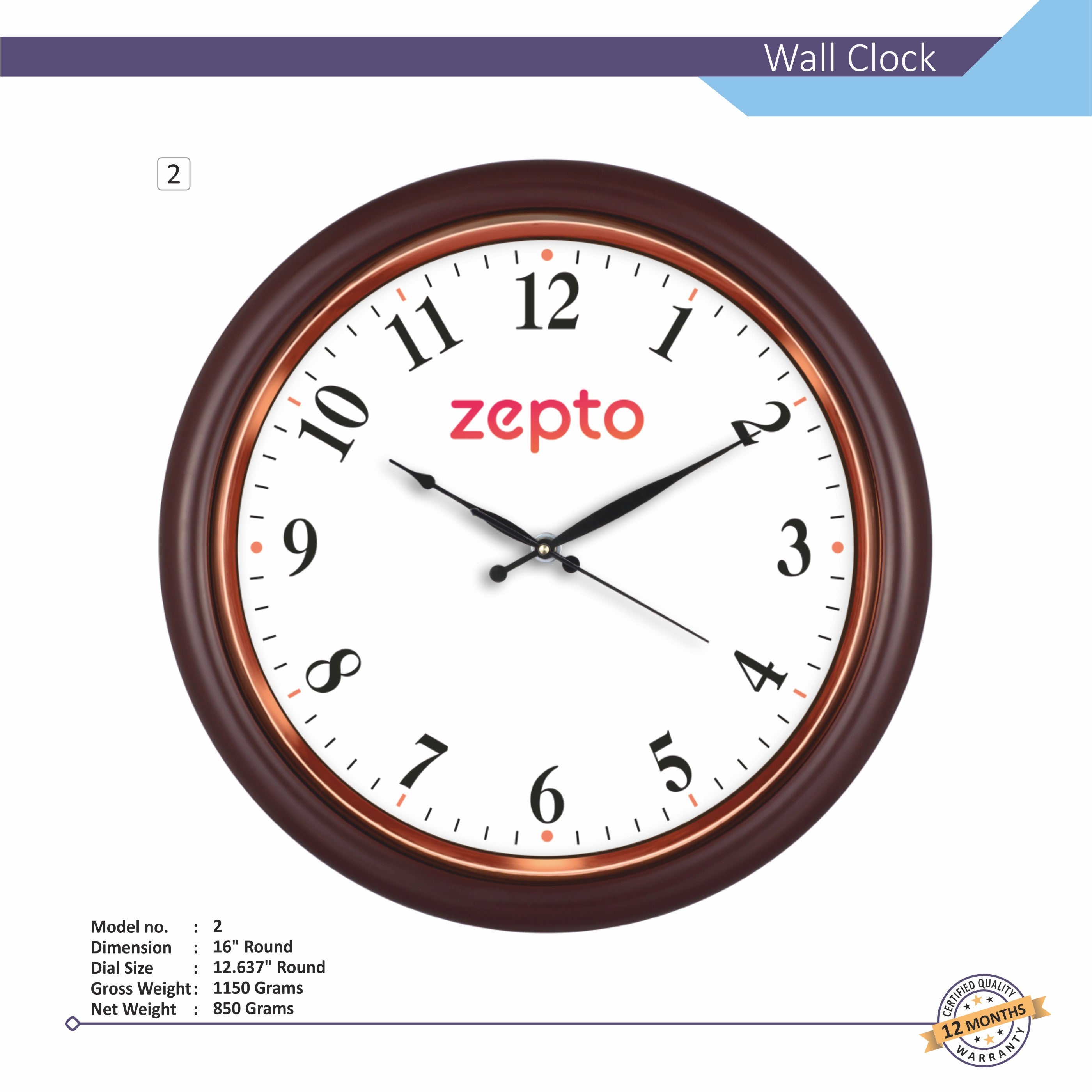 Round Analog Wall Clock | Classic Frame | Large Easy-Read Numbers | Silent Quartz Movement | Home & Office Wall Décor