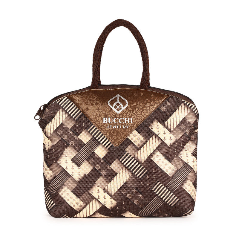 Bucchi Jewelry Designer Handbag | High-Quality Jute | 11x11 Inches | Zipper Closure | Stylish Woven Pattern | Comfortable Handle | Perfect for Everyday Use Set of 4