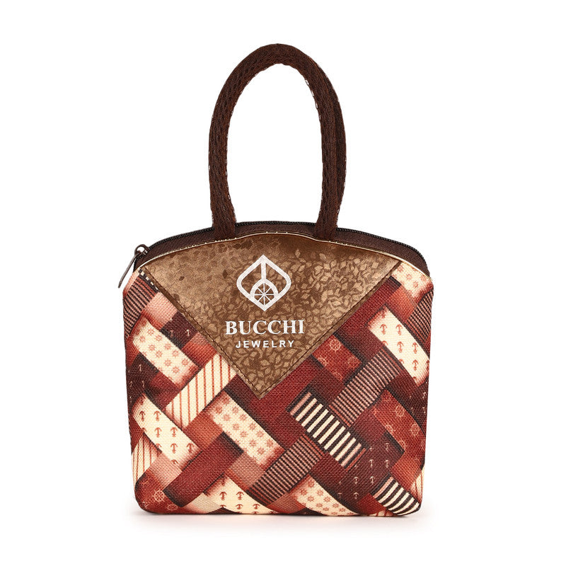 Bucchi Jewelry Organizer Bag – Premium Fabric Jewelry Case with Handle, Stylish Woven Design for Storing Necklaces, Rings, Earrings, and More – Perfect for Travel and Storage