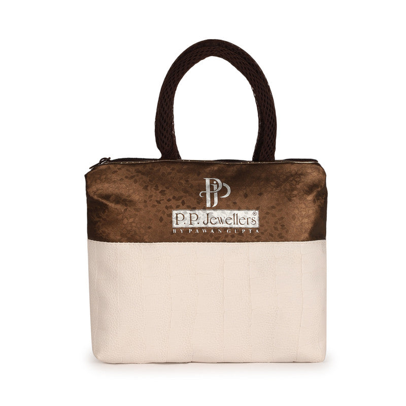 Elegant Tote Bag for Women with Brown Leatherette Top and Stylish Textured Design - Spacious and Durable for Daily Use, Travel, and Shopping