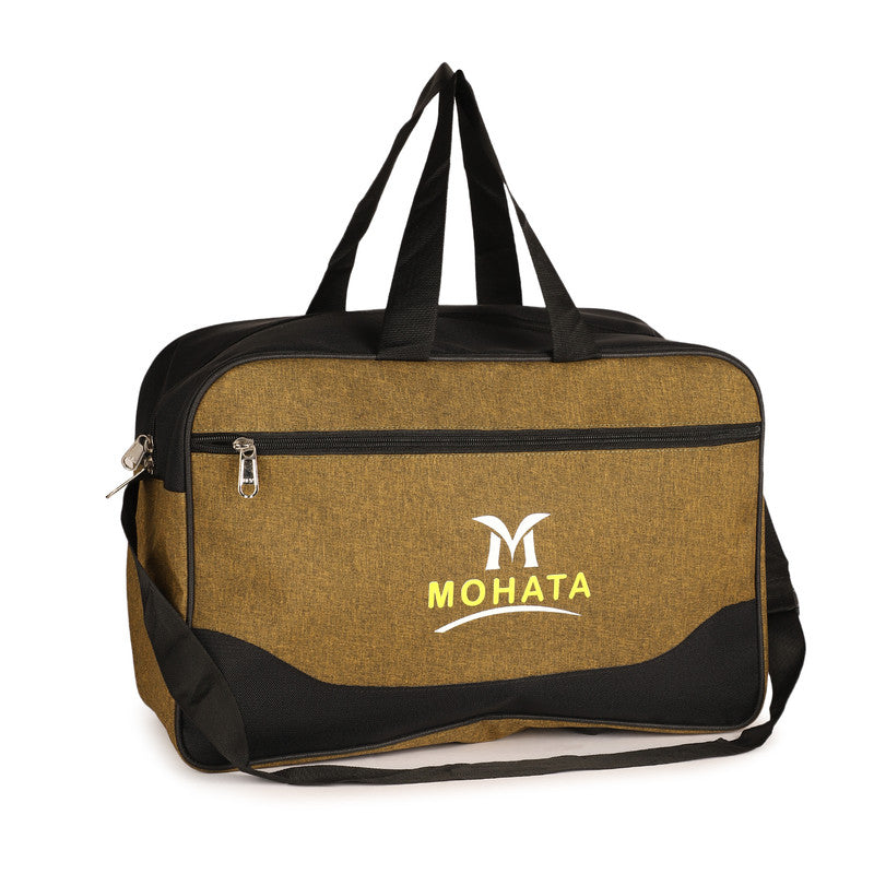 MOHATA Travel Duffel Bag with Shoulder Strap - Lightweight Gym Sports Bag for Men Women - Weekend Overnight Carry Bag with Multiple Pockets - Brown Black Luggage Holdall