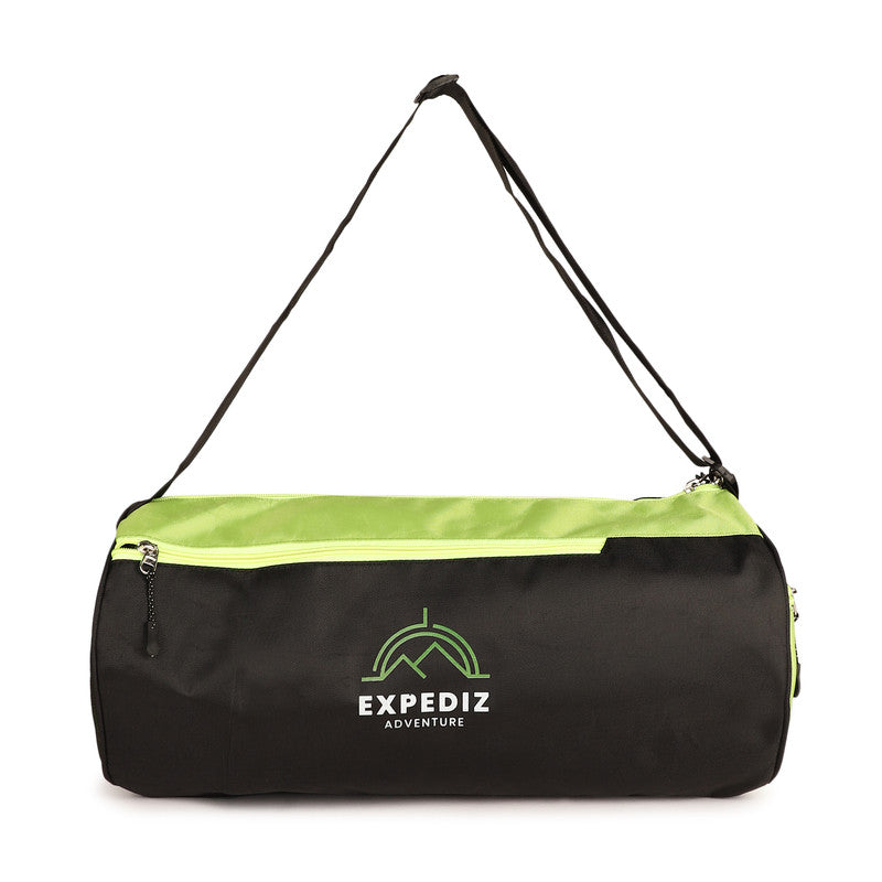 EXPEDIZ Adventure Gym Duffle Bag - Sports Travel Duffel Bag with Shoe Compartment for Men Women - Lightweight Weekend Overnight Bag - Black Neon Green Water Resistant Carry Bag