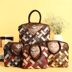 Bucchi Jewelry Designer Handbag | High-Quality Jute | 11x11 Inches | Zipper Closure | Stylish Woven Pattern | Comfortable Handle | Perfect for Everyday Use Set of 4