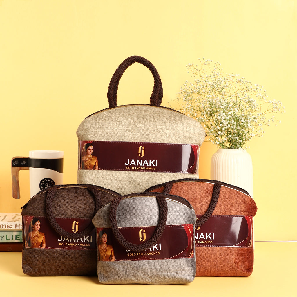 Janaki Jewelry Organizer Bag – Swet Double Shed Colour With Digital Print  Jewelry Case with Handle Perfect for Jewelry Storage and Travel – 200g Set of 4