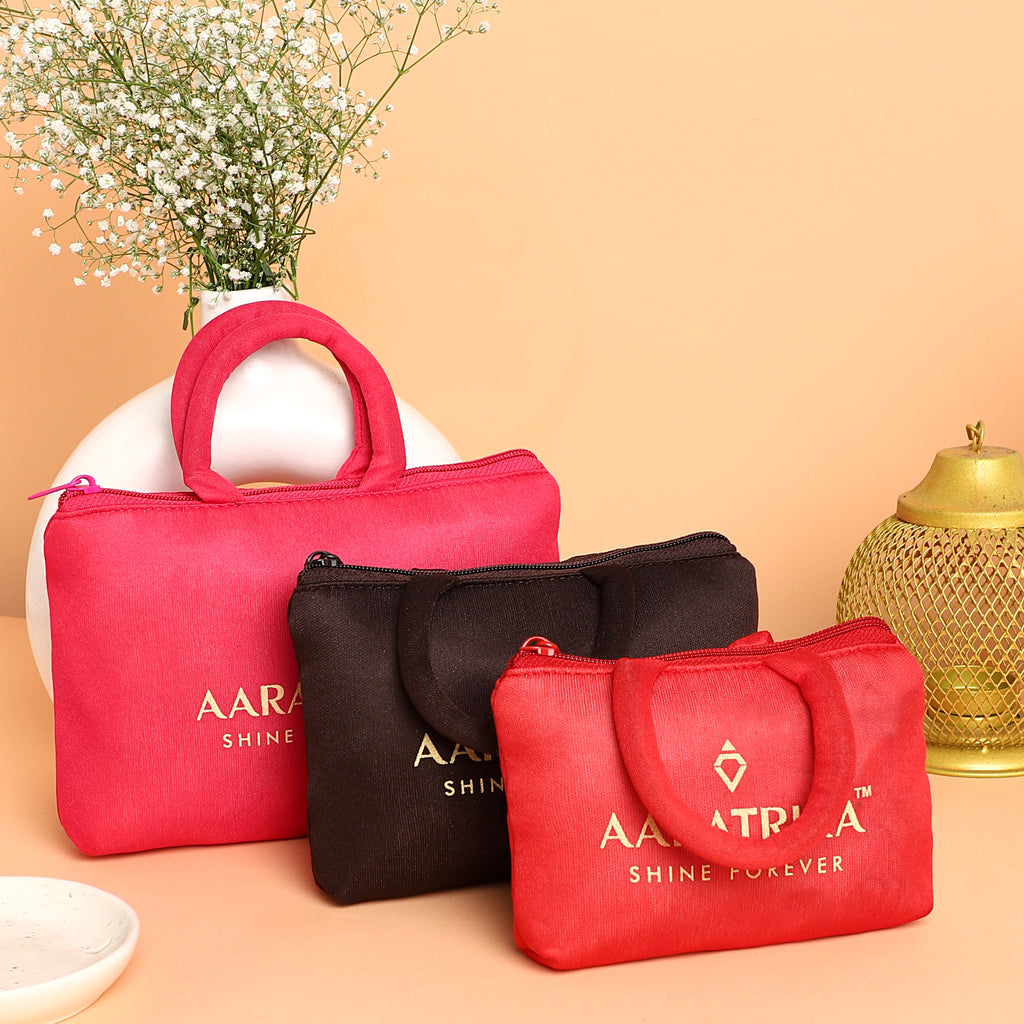 Red Cloth Tote Bag with Zipper Closure – Stylish, Compact, and Durable for Women, Perfect for Daily Use, Shopping, and Travel Set of 3