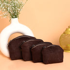 Kalyan Jewellers  Pouch – Premium Swet Self Print Material Storage Bag with Zipper for Makeup, Toiletries, and Accessories – Elegant Travel Organizer Set of 4